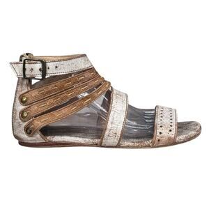 Bed Stu Women’s Artemis White Brown Distressed Gladiator Sandal Size 10